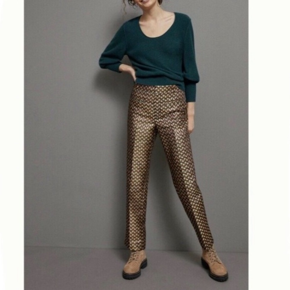 Anthropologie Gold Patterned Pants